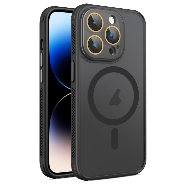 For iPhone 14 Pro Hardware Side Cooling Skin Feel Frosted MagSafe Magnetic Phone Case with Lens Film(Black) - iPhone 14 Pro Cases by buy2fix | Online Shopping UK | buy2fix