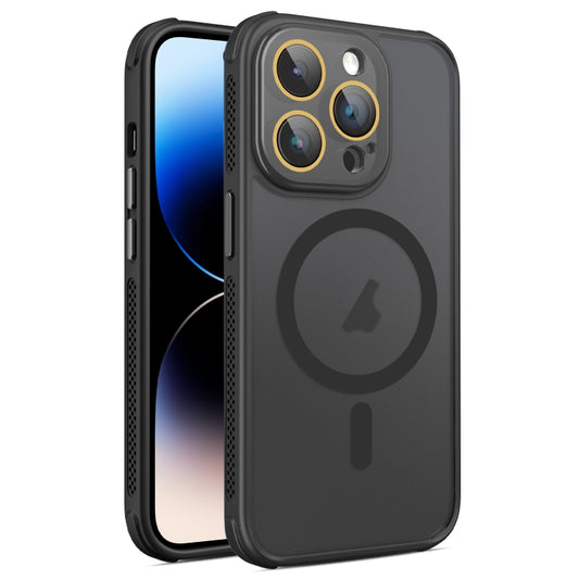 For iPhone 14 Pro Hardware Side Cooling Skin Feel Frosted MagSafe Magnetic Phone Case with Lens Film(Black) - iPhone 14 Pro Cases by buy2fix | Online Shopping UK | buy2fix