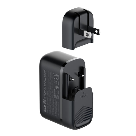 LDNIO Q367 65W GaN 3 x USB-C / Type-C Interface Charger with 1m USB-C / Type-C to USB-C / Type-C Data Cable, Plug Type:US Plug(Black) by LDNIO