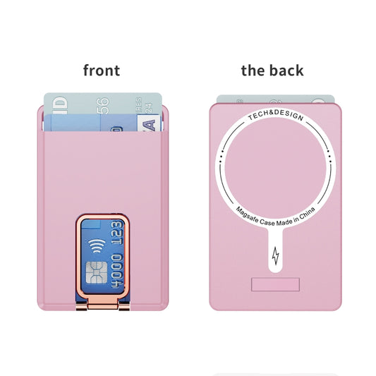 Skin Feel MagSafe Magnetic Phone Card Sleeve with Bracket(Pink) - Adhesive Card Holders by buy2fix | Online Shopping UK | buy2fix