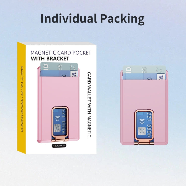 Skin Feel MagSafe Magnetic Phone Card Sleeve with Bracket(Pink) - Adhesive Card Holders by buy2fix | Online Shopping UK | buy2fix