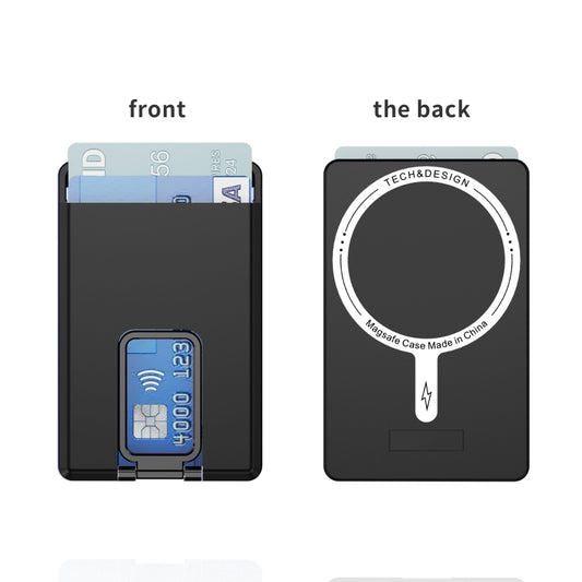 Skin Feel MagSafe Magnetic Phone Card Sleeve with Bracket(Black) - Adhesive Card Holders by buy2fix | Online Shopping UK | buy2fix