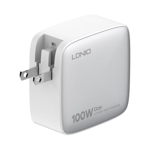 LDNIO Q408 100W GaN USB+3 USB-C / Type-C Interface Charger with 1m 100W USB-C / Type-C to USB-C / Type-C Data Cable, Plug Type:US Plug(White) by LDNIO