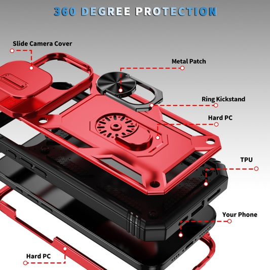 For iPhone 16 Plus Sliding Camshield TPU + PC Phone Case with Holder(Red+Black) by buy2fix