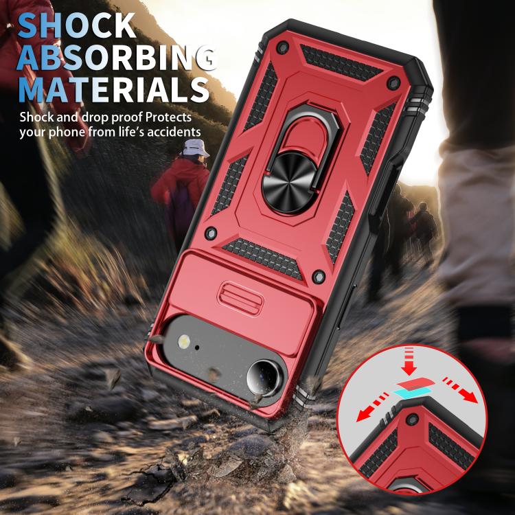 For iPhone Air Sliding Camshield TPU + PC Phone Case with Holder(Red+Black) - iPhone Air Cases by buy2fix | Online Shopping UK | buy2fix