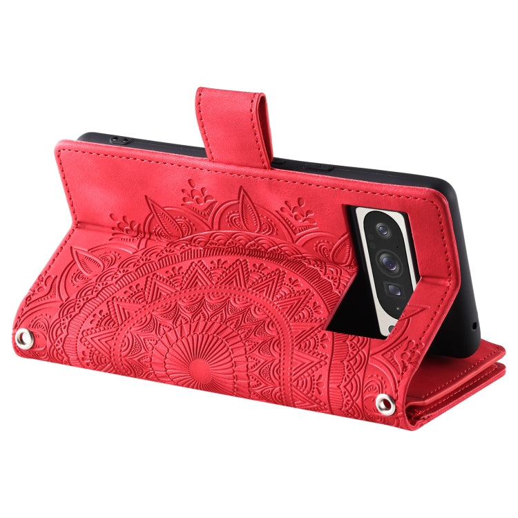 For Google Pixel 9 Pro XL Multi-Card Totem Zipper Leather Phone Case(Red) by buy2fix