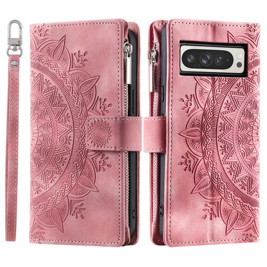 For Google Pixel 10 Pro XL Multi-Card Totem Zipper Leather Phone Case(Pink) - Google Cases by buy2fix | Online Shopping UK | buy2fix