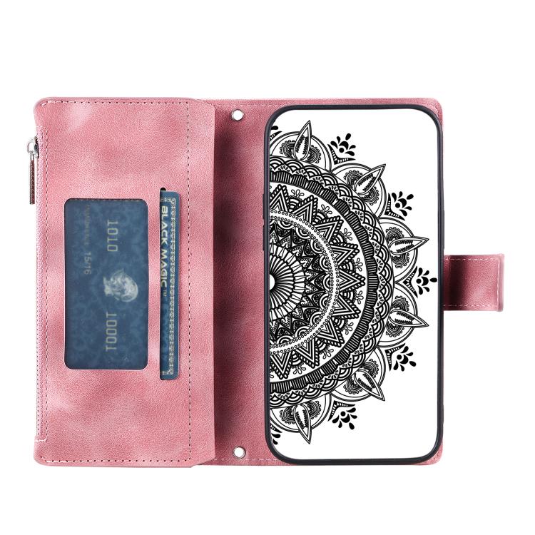 For Google Pixel 10 Pro XL Multi-Card Totem Zipper Leather Phone Case(Pink) - Google Cases by buy2fix | Online Shopping UK | buy2fix