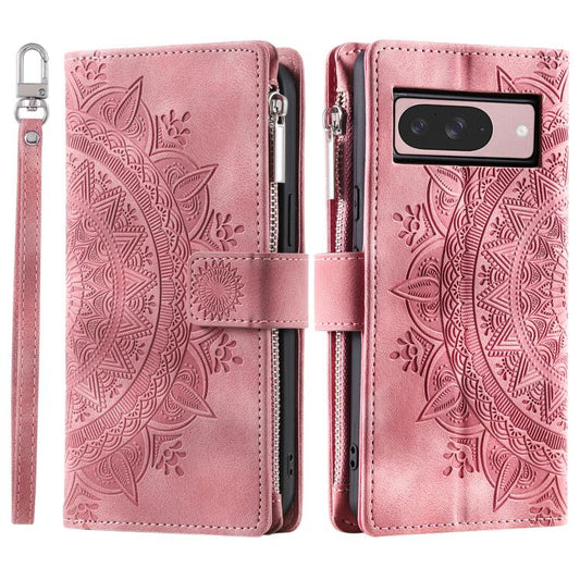 For Google Pixel 10 Multi-Card Totem Zipper Leather Phone Case(Pink) - Google Cases by buy2fix | Online Shopping UK | buy2fix