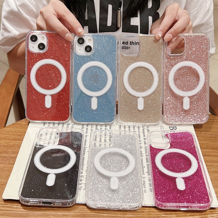 For iPhone 16 Pro Acrylic Transparent Glitter MagSafe Phone Case(Blue) by buy2fix