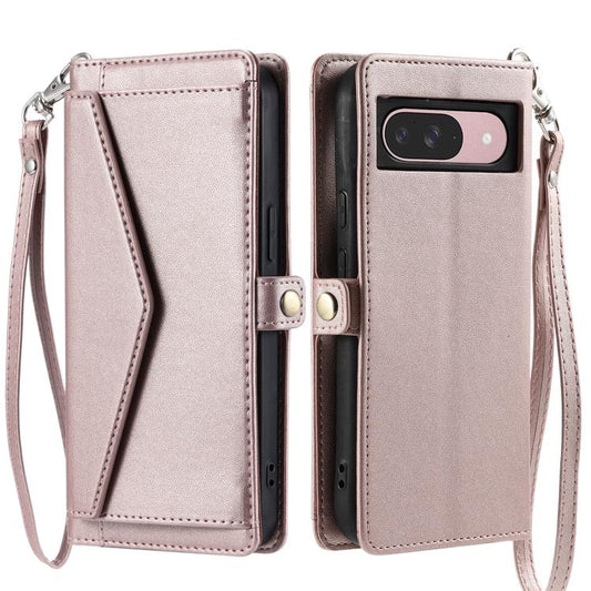 For Google Pixel 10 / 10 Pro Wallet Multi-card Slot Leather Phone Case with Lanyard(Rose Gold) - Google Cases by buy2fix | Online Shopping UK | buy2fix