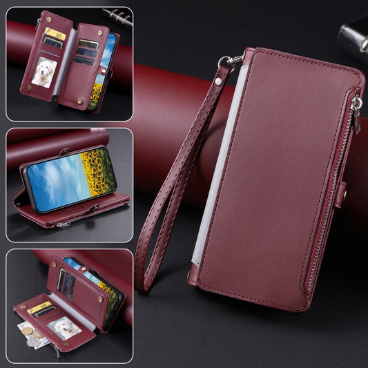For Google Pixel 9 Pro XL Leather Stitching Multi-card Slot Zipper Phone Case(Wine Red) by buy2fix