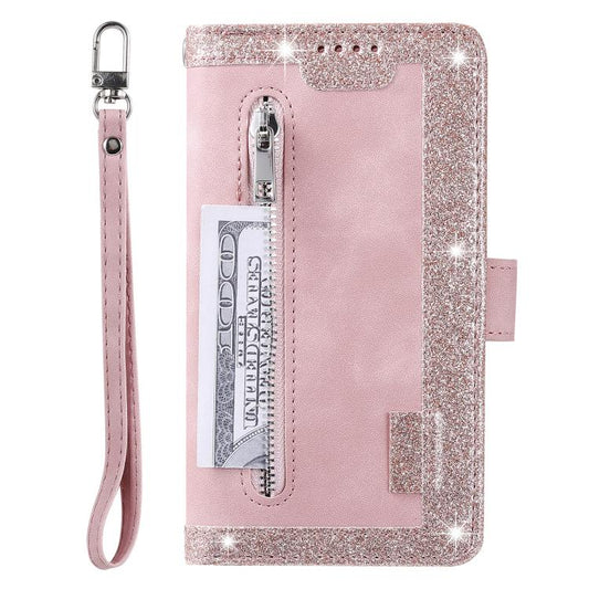 For Google Pixel 10 Pro XL Nine Card Zipper Bag Leather Phone Case with Lanyard(Rose Gold) - Google Cases by buy2fix | Online Shopping UK | buy2fix