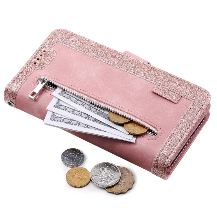 For Google Pixel 10 Pro XL Nine Card Zipper Bag Leather Phone Case with Lanyard(Rose Gold) - Google Cases by buy2fix | Online Shopping UK | buy2fix