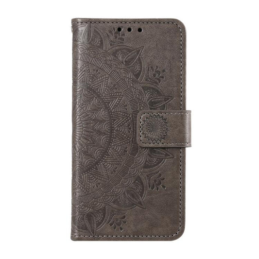 For Google Pixel 10 Pro XL Totem Flower Embossed Leather Phone Case with Lanyard(Grey) - Google Cases by buy2fix | Online Shopping UK | buy2fix