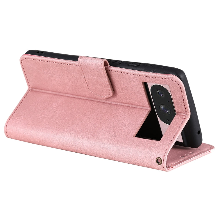For Google Pixel 9 / 9 Pro Nail Skin Feel Stitching Calf Texture Leather Phone Case(Rose Gold) by buy2fix