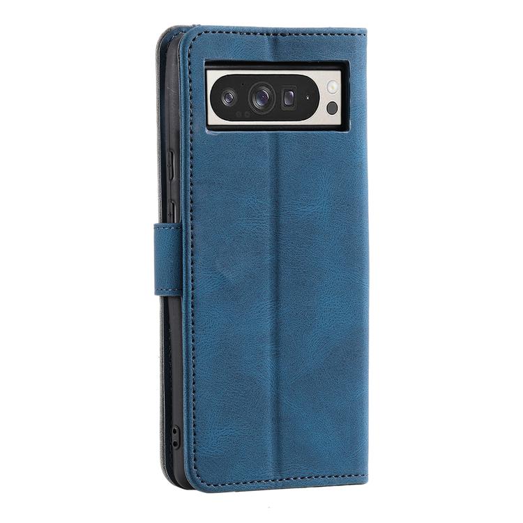 For Google Pixel 10 Pro XL Nail Skin Feel Stitching Calf Texture Leather Phone Case(Blue) - Google Cases by buy2fix | Online Shopping UK | buy2fix