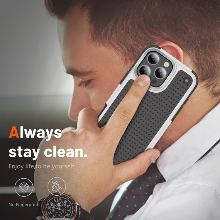 For iPhone 16 Pro Max PC + TPU Shockproof Protective Phone Case(White+Black) by buy2fix