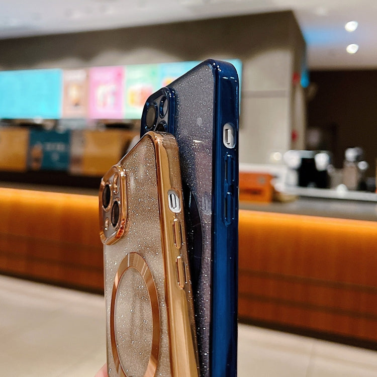 For iPhone 11 Pro Max Electroplating Pure Color Glitter Powder MagSafe Phone Case(Dark Green) by buy2fix