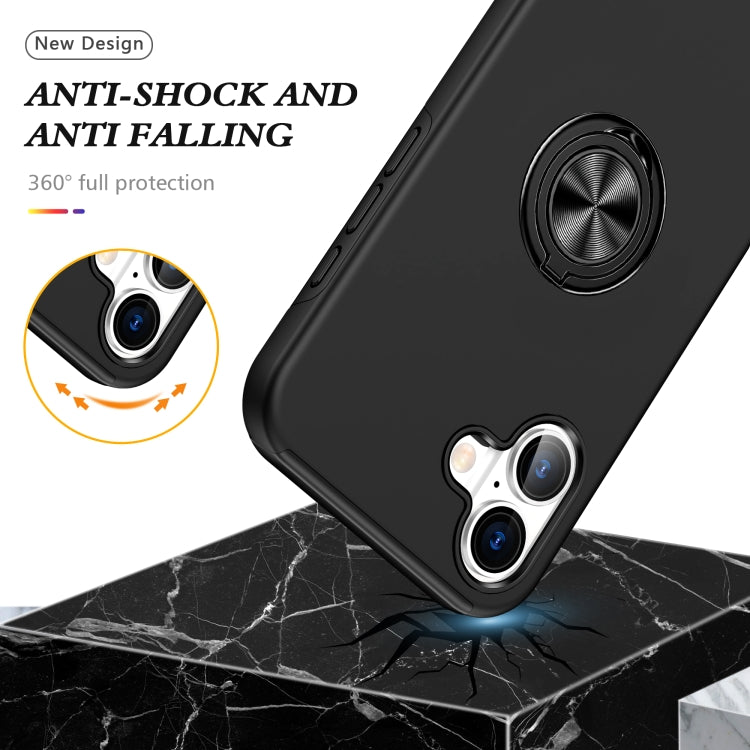 For iPhone 16 PC + TPU Magnetic Phone Case with Invisible Ring Holder(Black) - iPhone 16 Cases by buy2fix | Online Shopping UK | buy2fix