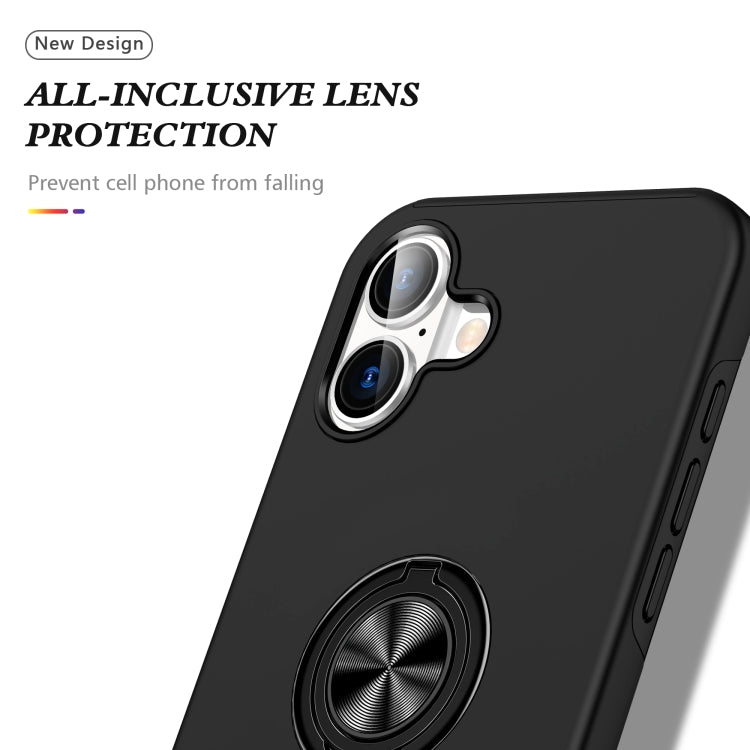 For iPhone 16 PC + TPU Magnetic Phone Case with Invisible Ring Holder(Black) - iPhone 16 Cases by buy2fix | Online Shopping UK | buy2fix