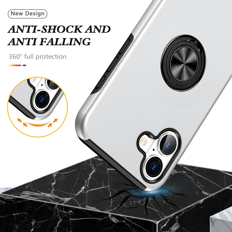 For iPhone 16 PC + TPU Magnetic Phone Case with Invisible Ring Holder(Silver) - iPhone 16 Cases by buy2fix | Online Shopping UK | buy2fix