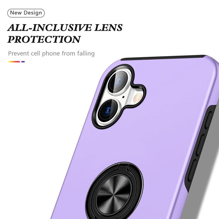 For iPhone 16 PC + TPU Magnetic Phone Case with Invisible Ring Holder(Purple) - iPhone 16 Cases by buy2fix | Online Shopping UK | buy2fix