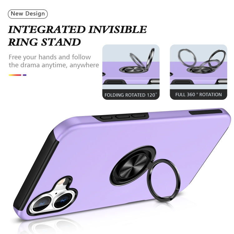 For iPhone 16 PC + TPU Magnetic Phone Case with Invisible Ring Holder(Purple) - iPhone 16 Cases by buy2fix | Online Shopping UK | buy2fix