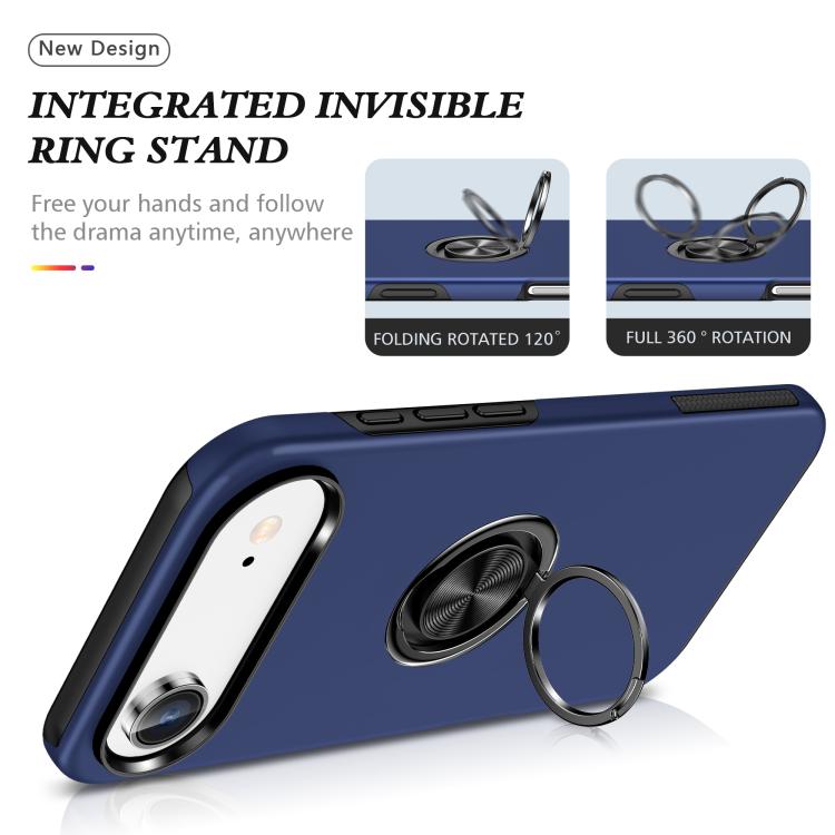 For iPhone Air PC + TPU Magnetic Phone Case with Invisible Ring Holder(Navy Blue) - iPhone Air Cases by buy2fix | Online Shopping UK | buy2fix