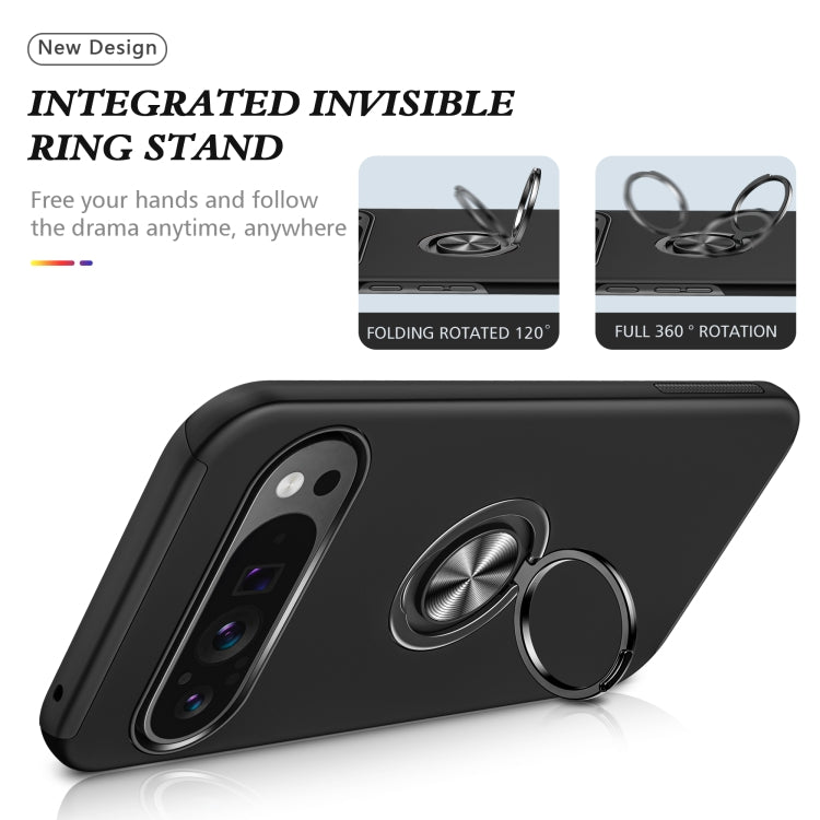 For Google Pixel 9 Pro PC + TPU Magnetic Phone Case with Invisible Ring Holder(Black) by buy2fix