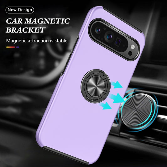 For Google Pixel 9 Pro PC + TPU Magnetic Phone Case with Invisible Ring Holder(Purple) by buy2fix