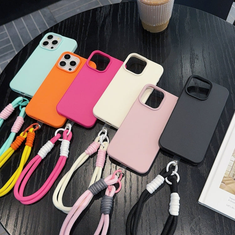 For iPhone 16 Pro Leather Texture TPU Full Coverage Phone Case with Lanyard(Green) by buy2fix