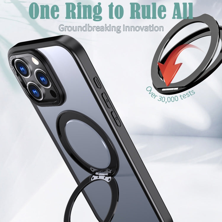 For iPhone 16 Pro Max Wing Series MagSafe Magnetic Ring Holder Phone Case(Black) by buy2fix