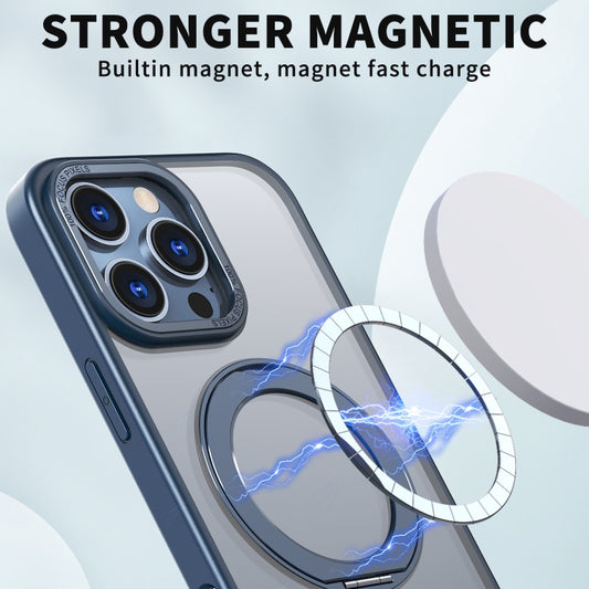 For iPhone 16 Pro Max Wing Series MagSafe Magnetic Ring Holder Phone Case(Blue) by buy2fix