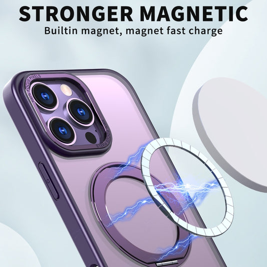 For iPhone 16 Pro Max Wing Series MagSafe Magnetic Ring Holder Phone Case(Dark Purple) by buy2fix