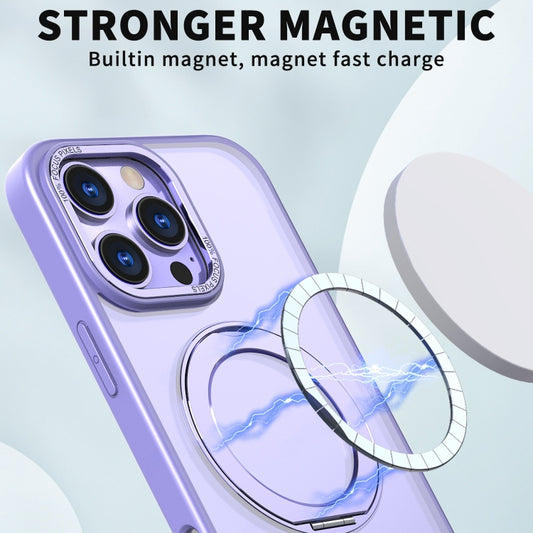 For iPhone 16 Pro Wing Series MagSafe Magnetic Ring Holder Phone Case(Light Purple) by buy2fix