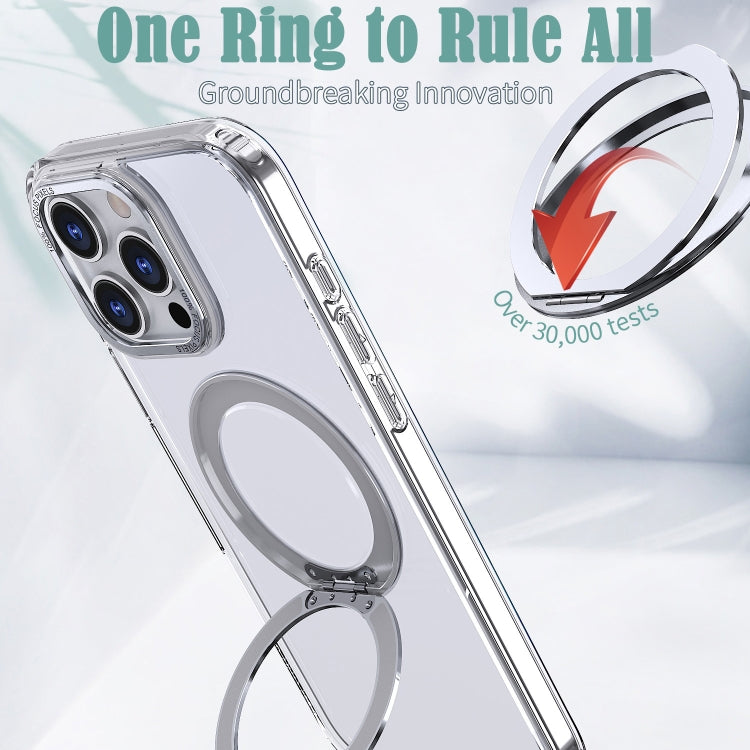 For iPhone 16 Pro Wing Series MagSafe Magnetic Ring Holder Phone Case(Transparent) by buy2fix