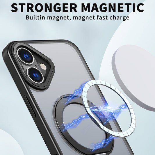 For iPhone 16 Plus Wing Series MagSafe Magnetic Ring Holder Phone Case(Black) by buy2fix