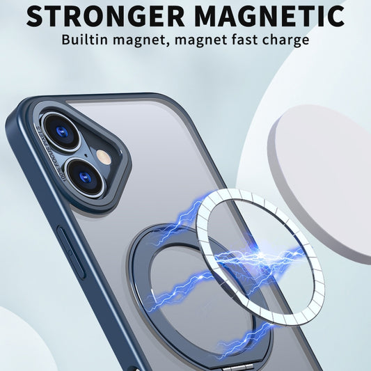For iPhone 16 Plus Wing Series MagSafe Magnetic Ring Holder Phone Case(Blue) by buy2fix