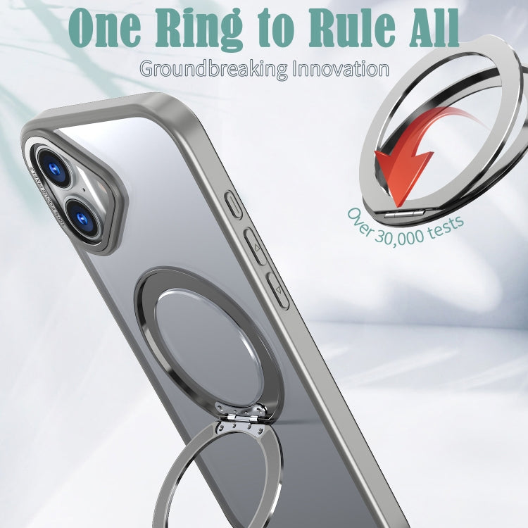 For iPhone 16 Plus Wing Series MagSafe Magnetic Ring Holder Phone Case(Titanium Gray) by buy2fix