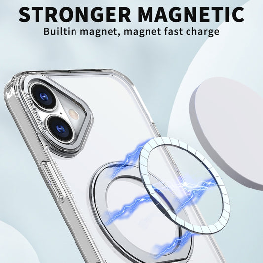 For iPhone 16 Plus Wing Series MagSafe Magnetic Ring Holder Phone Case(Transparent) by buy2fix