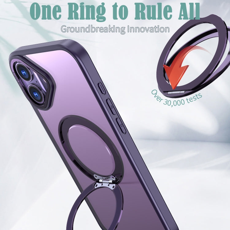For iPhone 16 Plus Wing Series MagSafe Magnetic Ring Holder Phone Case(Dark Purple) by buy2fix
