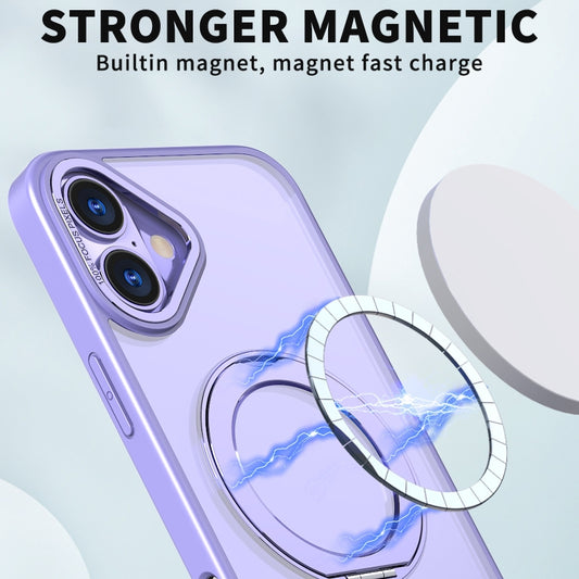 For iPhone 16 Wing Series MagSafe Magnetic Ring Holder Phone Case(Light Purple) by buy2fix
