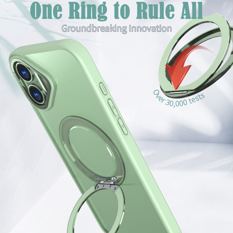 For iPhone 16 Wing Series MagSafe Magnetic Ring Holder Phone Case(Avocado Green) by buy2fix