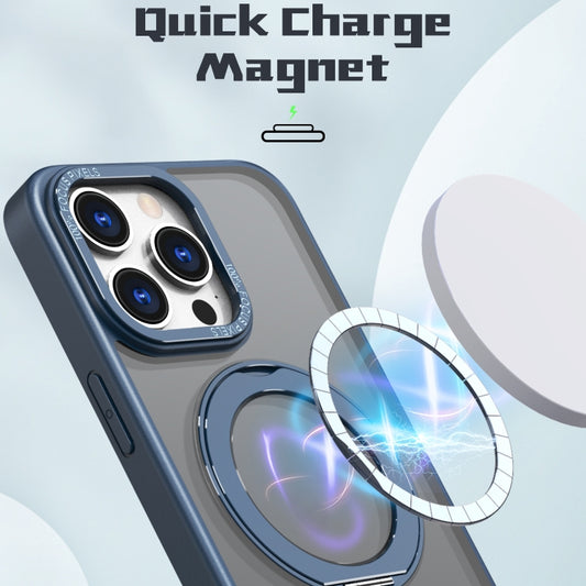 For iPhone 15 Pro Max Wing Series MagSafe Magnetic Ring Holder Phone Case(Blue) - iPhone 15 Pro Max Cases by buy2fix | Online Shopping UK | buy2fix