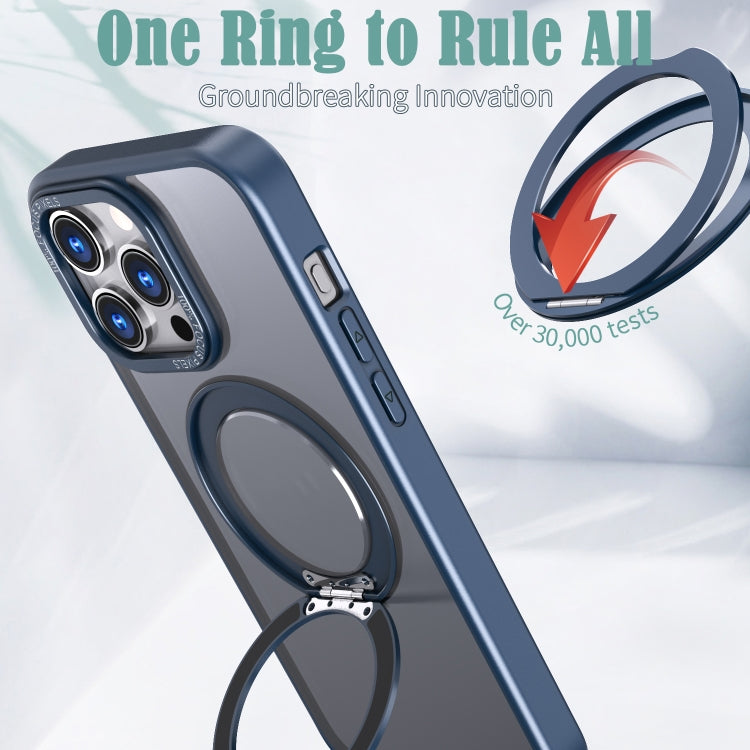 For iPhone 15 Pro Max Wing Series MagSafe Magnetic Ring Holder Phone Case(Blue) - iPhone 15 Pro Max Cases by buy2fix | Online Shopping UK | buy2fix
