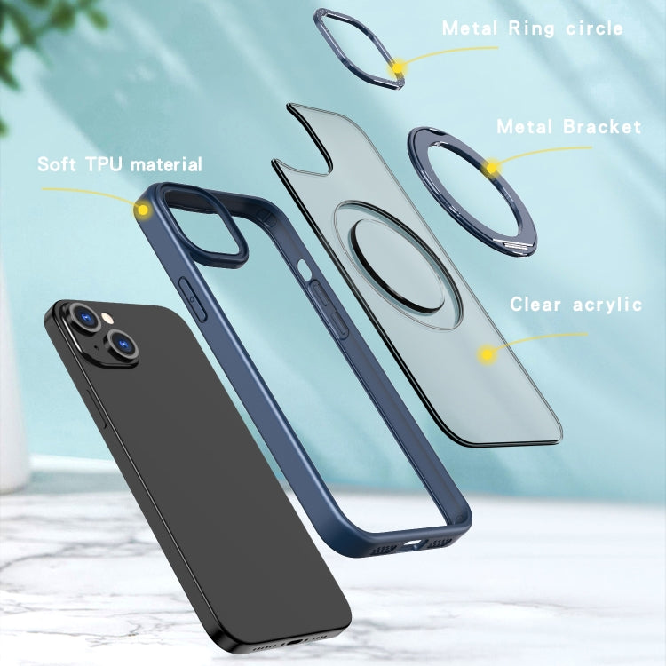 For iPhone 15 Wing Series MagSafe Magnetic Ring Holder Phone Case(Blue) - iPhone 15 Cases by buy2fix | Online Shopping UK | buy2fix