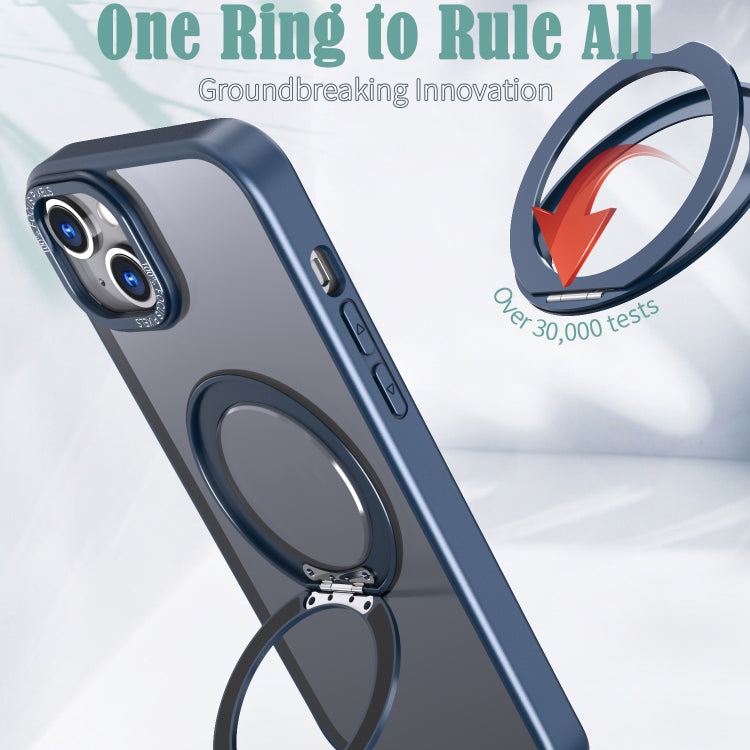 For iPhone 15 Wing Series MagSafe Magnetic Ring Holder Phone Case(Blue) - iPhone 15 Cases by buy2fix | Online Shopping UK | buy2fix