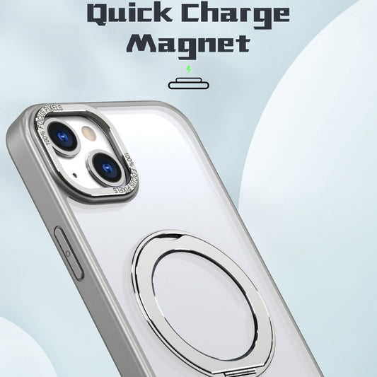 For iPhone 15 Wing Series MagSafe Magnetic Ring Holder Phone Case(Titanium Gray) - iPhone 15 Cases by buy2fix | Online Shopping UK | buy2fix