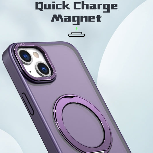 For iPhone 15 Wing Series MagSafe Magnetic Ring Holder Phone Case(Dark Purple) - iPhone 15 Cases by buy2fix | Online Shopping UK | buy2fix